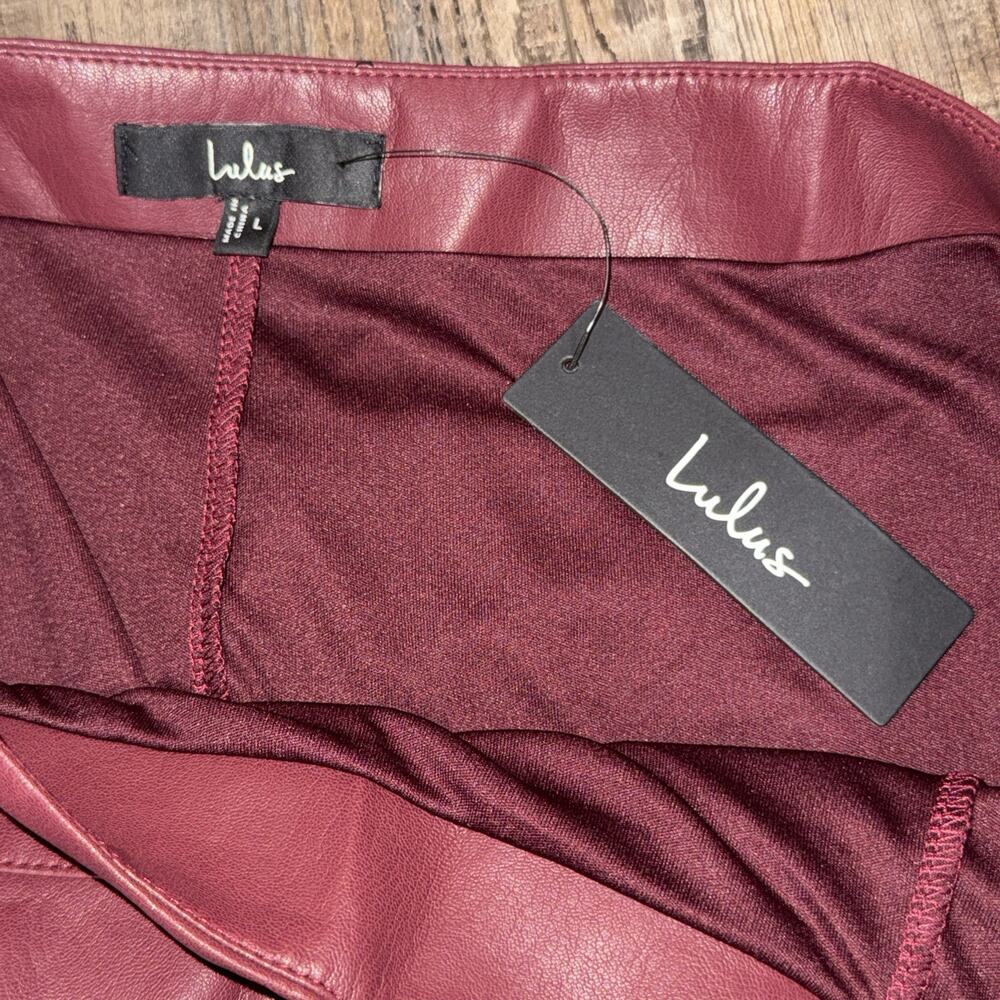 Lulus Burgundy Faux Leather Skort Large Moto Y2K Dark Academia Indie Sleaze Rock - Picture 6 of 9